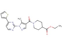ethyl 1-({5-methyl-1-[4-(2-thienyl)-2-pyrimidinyl]-1H-pyrazol-4-yl}carbonyl)-4-piperidinecarboxylate