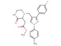 methyl (1-{[3-(4-fluorophenyl)-1-(4-methylphenyl)-1H-pyrazol-4-yl]methyl}-3-oxo-2-piperazinyl)acetate