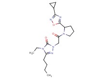 5-butyl-2-{2-[2-(3-cyclopropyl-1,2,4-oxadiazol-5-yl)-1-pyrrolidinyl]-2-oxoethyl}-4-ethyl-2,4-dihydro-3H-1,2,4-triazol-3-one