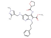 methyl 5-{[(1,3-dimethyl-1H-pyrazol-4-yl)methyl]amino}-1-(3-phenylpropyl)-3-[(tetrahydro-2-furanylcarbonyl)amino]-1H-pyrrolo[2,3-b]pyridine-2-carboxylate