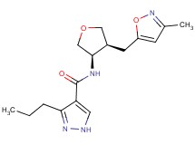 N-{(3R*,4S*)-4-[(3-methylisoxazol-5-yl)methyl]tetrahydrofuran-3-yl}-3-propyl-1H-pyrazole-4-carboxamide