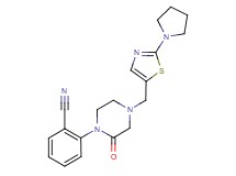 2-(2-oxo-4-{[2-(1-pyrrolidinyl)-1,3-thiazol-5-yl]methyl}-1-piperazinyl)benzonitrile