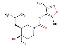 (3S*,4R*)-N-(3,5-dimethylisoxazol-4-yl)-4-hydroxy-3-isobutyl-4-methylpiperidine-1-carboxamide