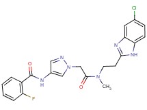 N-(1-{2-[[2-(5-chloro-1H-benzimidazol-2-yl)ethyl](methyl)amino]-2-oxoethyl}-1H-pyrazol-4-yl)-2-fluorobenzamide