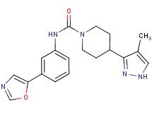 4-(4-methyl-1H-pyrazol-3-yl)-N-[3-(1,3-oxazol-5-yl)phenyl]piperidine-1-carboxamide