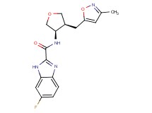 6-fluoro-N-{(3R*,4S*)-4-[(3-methylisoxazol-5-yl)methyl]tetrahydrofuran-3-yl}-1H-benzimidazole-2-carboxamide