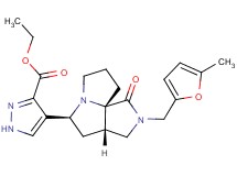 ethyl 4-{(3aS*,5S*,9aS*)-2-[(5-methyl-2-furyl)methyl]-1-oxooctahydro-7H-pyrrolo[3,4-g]pyrrolizin-5-yl}-1H-pyrazole-3-carboxylate
