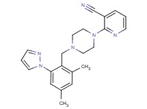 2-{4-[2,4-dimethyl-6-(1H-pyrazol-1-yl)benzyl]piperazin-1-yl}nicotinonitrile