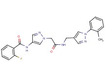 2-fluoro-N-{1-[2-({[1-(2-methylphenyl)-1H-pyrazol-4-yl]methyl}amino)-2-oxoethyl]-1H-pyrazol-4-yl}benzamide
