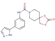 2-oxo-N-[3-(1H-pyrazol-5-yl)phenyl]-1,3-dioxa-8-azaspiro[4.5]decane-8-carboxamide