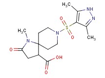 8-[(3,5-dimethyl-1H-pyrazol-4-yl)sulfonyl]-1-methyl-2-oxo-1,8-diazaspiro[4.5]decane-4-carboxylic acid
