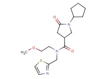 1-cyclopentyl-N-(2-methoxyethyl)-5-oxo-N-(1,3-thiazol-2-ylmethyl)-3-pyrrolidinecarboxamide