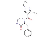 3-benzyl-4-[(1-ethyl-3-methyl-1H-pyrazol-4-yl)carbonyl]piperazin-2-one