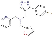 1-[3-(4-fluorophenyl)-1H-pyrazol-4-yl]-N-(2-furylmethyl)-N-(pyridin-2-ylmethyl)methanamine
