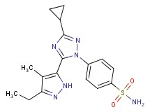 4-[3-cyclopropyl-5-(3-ethyl-4-methyl-1H-pyrazol-5-yl)-1H-1,2,4-triazol-1-yl]benzenesulfonamide