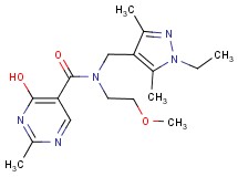 N-[(1-ethyl-3,5-dimethyl-1H-pyrazol-4-yl)methyl]-4-hydroxy-N-(2-methoxyethyl)-2-methylpyrimidine-5-carboxamide