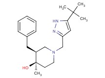 (3S*,4R*)-3-benzyl-1-[(5-tert-butyl-1H-pyrazol-3-yl)methyl]-4-methylpiperidin-4-ol
