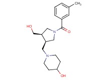 1-{[(3R*,4R*)-4-(hydroxymethyl)-1-(3-methylbenzoyl)pyrrolidin-3-yl]methyl}piperidin-4-ol