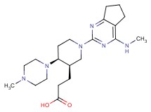 3-[(3R*,4S*)-1-[4-(methylamino)-6,7-dihydro-5H-cyclopenta[d]pyrimidin-2-yl]-4-(4-methylpiperazin-1-yl)piperidin-3-yl]propanoic acid
