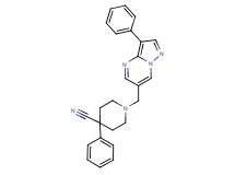4-phenyl-1-[(3-phenylpyrazolo[1,5-a]pyrimidin-6-yl)methyl]piperidine-4-carbonitrile