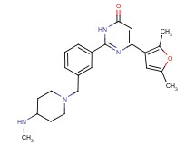 6-(2,5-dimethyl-3-furyl)-2-(3-{[4-(methylamino)-1-piperidinyl]methyl}phenyl)-4(3H)-pyrimidinone bis(trifluoroacetate)