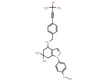 4-[4-({[1-(4-methoxyphenyl)-6,6-dimethyl-4,5,6,7-tetrahydro-1H-indazol-4-yl]amino}methyl)phenyl]-2-methyl-3-butyn-2-ol