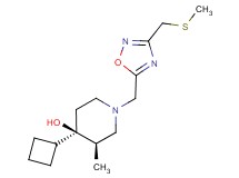 (3R*,4R*)-4-cyclobutyl-3-methyl-1-({3-[(methylthio)methyl]-1,2,4-oxadiazol-5-yl}methyl)piperidin-4-ol