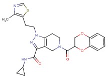 N-cyclopropyl-5-(2,3-dihydro-1,4-benzodioxin-2-ylcarbonyl)-1-[2-(4-methyl-1,3-thiazol-5-yl)ethyl]-4,5,6,7-tetrahydro-1H-pyrazolo[4,3-c]pyridine-3-carboxamide