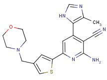 2-amino-4-(4-methyl-1H-imidazol-5-yl)-6-[4-(morpholin-4-ylmethyl)-2-thienyl]nicotinonitrile