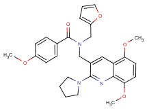 N-{[5,8-dimethoxy-2-(1-pyrrolidinyl)-3-quinolinyl]methyl}-N-(2-furylmethyl)-4-methoxybenzamide