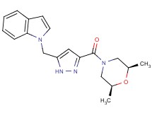 1-[(3-{[(2R*,6S*)-2,6-dimethyl-4-morpholinyl]carbonyl}-1H-pyrazol-5-yl)methyl]-1H-indole