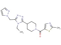 4-[4-ethyl-5-(1H-pyrazol-1-ylmethyl)-4H-1,2,4-triazol-3-yl]-1-[(2-methyl-1,3-thiazol-5-yl)carbonyl]piperidine