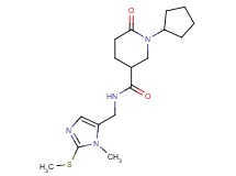 1-cyclopentyl-N-{[1-methyl-2-(methylthio)-1H-imidazol-5-yl]methyl}-6-oxo-3-piperidinecarboxamide