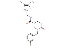 N-[(4,5-dimethyl-1,3-thiazol-2-yl)methyl]-1-(3-fluorobenzyl)-6-oxo-3-piperidinecarboxamide