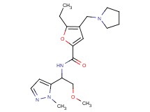 5-ethyl-N-[2-methoxy-1-(1-methyl-1H-pyrazol-5-yl)ethyl]-4-(pyrrolidin-1-ylmethyl)-2-furamide