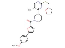 4-{1-[5-(4-methoxyphenyl)-2-furoyl]-3-piperidinyl}-5-methyl-2-[(tetrahydro-2-furanylmethyl)thio]pyrimidine