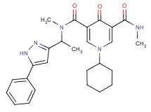 1-cyclohexyl-N,N'-dimethyl-4-oxo-N-[1-(5-phenyl-1H-pyrazol-3-yl)ethyl]-1,4-dihydro-3,5-pyridinedicarboxamide
