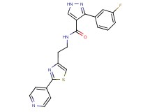 3-(3-fluorophenyl)-N-{2-[2-(4-pyridinyl)-1,3-thiazol-4-yl]ethyl}-1H-pyrazole-4-carboxamide