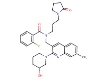 2-fluoro-N-{[2-(3-hydroxy-1-piperidinyl)-7-methyl-3-quinolinyl]methyl}-N-[3-(2-oxo-1-pyrrolidinyl)propyl]benzamide