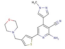 2-amino-4-(1-methyl-1H-pyrazol-4-yl)-6-[4-(morpholin-4-ylmethyl)-2-thienyl]nicotinonitrile