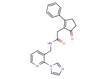 N-{[2-(1H-imidazol-1-yl)pyridin-3-yl]methyl}-2-(5-oxo-2-phenylcyclopent-1-en-1-yl)acetamide
