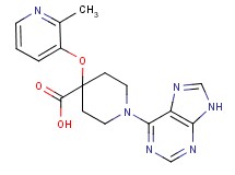 4-[(2-methylpyridin-3-yl)oxy]-1-(9H-purin-6-yl)piperidine-4-carboxylic acid