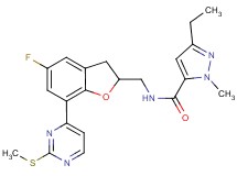 3-ethyl-N-({5-fluoro-7-[2-(methylthio)-4-pyrimidinyl]-2,3-dihydro-1-benzofuran-2-yl}methyl)-1-methyl-1H-pyrazole-5-carboxamide
