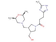 {(3R*,4R*)-4-{[(2R*,6S*)-2,6-dimethylmorpholin-4-yl]methyl}-1-[3-(5-methyl-1H-1,2,4-triazol-3-yl)propanoyl]pyrrolidin-3-yl}methanol