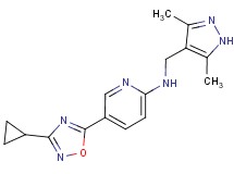 5-(3-cyclopropyl-1,2,4-oxadiazol-5-yl)-N-[(3,5-dimethyl-1H-pyrazol-4-yl)methyl]pyridin-2-amine