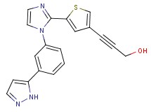3-(5-{1-[3-(1H-pyrazol-5-yl)phenyl]-1H-imidazol-2-yl}-3-thienyl)prop-2-yn-1-ol