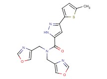 3-(5-methyl-2-thienyl)-N,N-bis(1,3-oxazol-4-ylmethyl)-1H-pyrazole-5-carboxamide