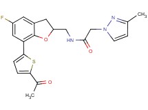 N-{[7-(5-acetyl-2-thienyl)-5-fluoro-2,3-dihydro-1-benzofuran-2-yl]methyl}-2-(3-methyl-1H-pyrazol-1-yl)acetamide