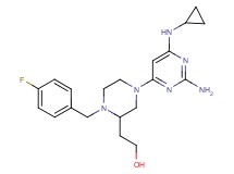 2-[4-[2-amino-6-(cyclopropylamino)-4-pyrimidinyl]-1-(4-fluorobenzyl)-2-piperazinyl]ethanol