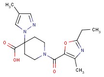 1-[(2-ethyl-4-methyl-1,3-oxazol-5-yl)carbonyl]-4-(4-methyl-1H-pyrazol-1-yl)piperidine-4-carboxylic acid